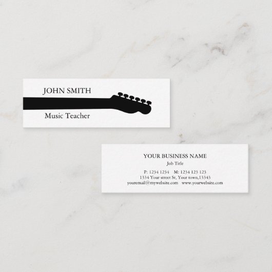 Muziek Treble Clef Chrome Persoonlijke Mini Mini Visitekaartje (Voorkant / Achterkant)