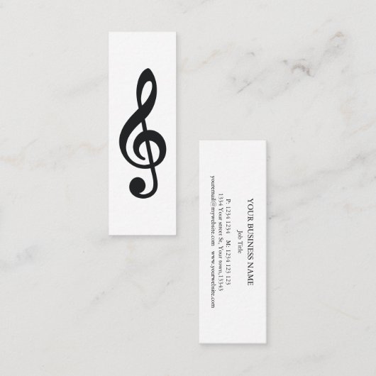 Muziek Treble Clef Chrome Persoonlijke Mini Mini Visitekaartje (Voorkant / Achterkant)