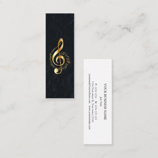 Muziek Treble Clef Chrome Persoonlijke Mini Mini Visitekaartje (Voorkant / Achterkant)