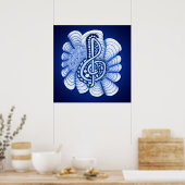 Muziek Treble Clef Decorative en  Poster (Keuken)