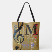 Muziek Treble Clef Note Monogram met kleurnamen Tote Bag (Achterkant)