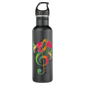 Muziek Treble Clef Rozen Hummingbird Muzieknoten M Waterfles (Voorkant)