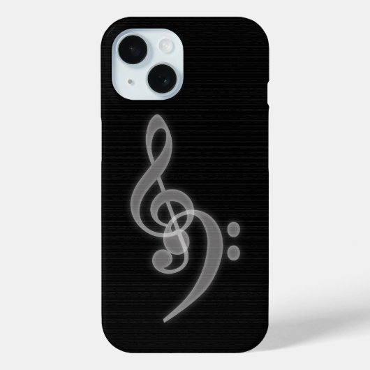 Muziek - Treble en Bass Clef iPhone 15 Hoesje (Achterkant)