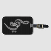 Muziek - Treble en Bass Clef - Label met sleuf Bagagelabel (Voorkant (horizontaal))