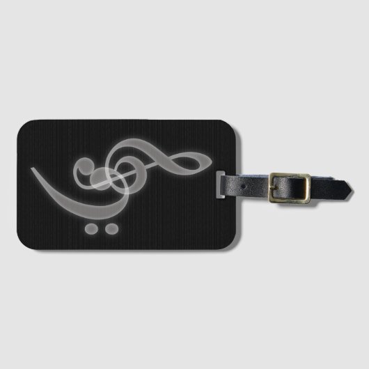 Muziek - Treble en Bass Clef - Label met sleuf Bagagelabel (Voorkant (horizontaal))