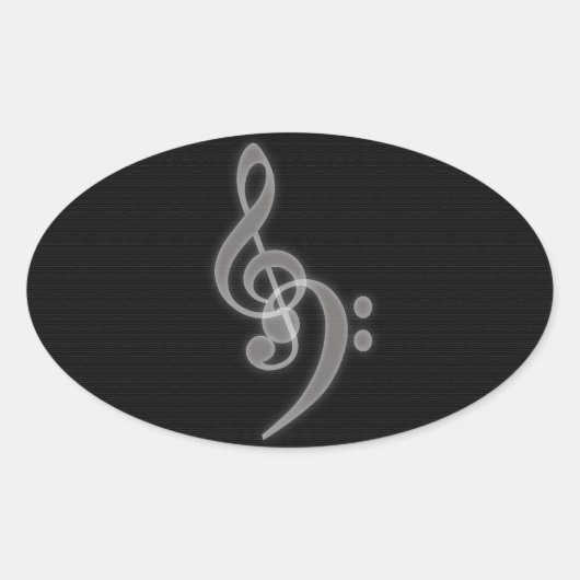 Muziek - Treble en Bass Clef Oval Stickers (Voorkant)