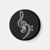 Muziek - Treble en Bass Clef - Round Magnet (Voorkant)