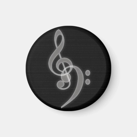 Muziek - Treble en Bass Clef - Round Magnet (Voorkant)