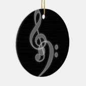 Muziek - Treble en Bass Clef - Round Ornament (Rechts)