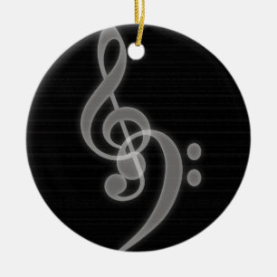 Muziek - Treble en Bass Clef - Round Ornament