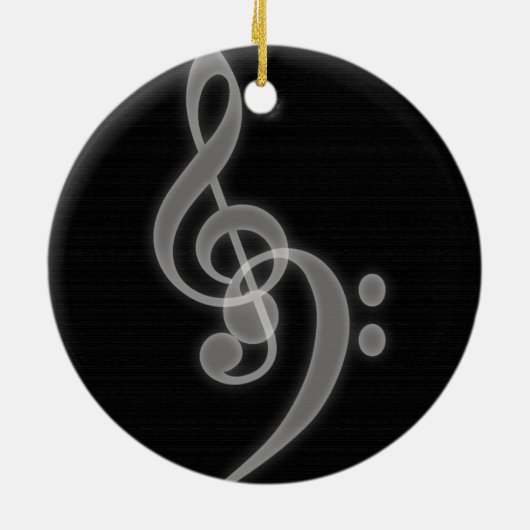 Muziek - Treble en Bass Clef - Round Ornament (Achterkant)