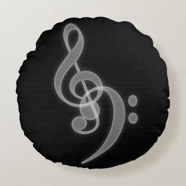 Muziek - Treble en Bass Clef Round Pillow Rond Kussen (Voorkant)