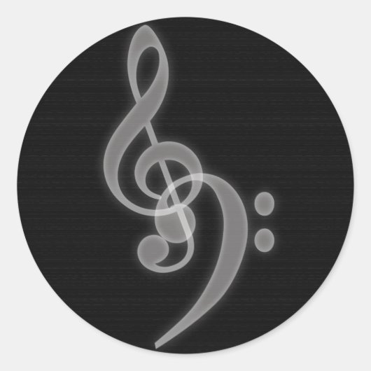 Muziek - Treble en Bass Clef - Round Sticker (Voorkant)