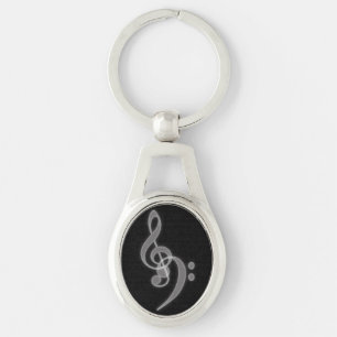 Muziek - Treble en Bass Clef Sleutelhanger