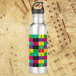 Muziek Treble Kleef Patroon Kleurrijk Waterfles<br><div class="desc">Hou je van muziek thema waterflessen? Hou je van felle kleuren? Deze waterfles heeft een patroon van driedubbele gespleten gedaan in groen,  roze,  blauw,  geel,  paarse en zwart.</div>