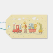 Muziek trein met wilde dieren kinderen verjaardag cadeaulabel (Achterkant Horizontaal)