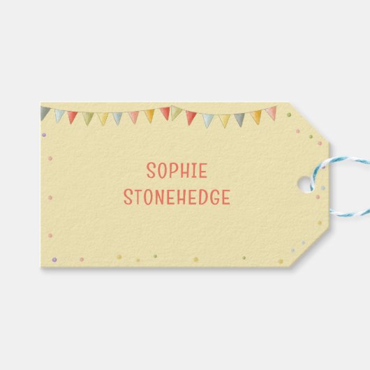 Muziek trein met wilde dieren kinderen verjaardag cadeaulabel (Voorkant (Horizontaal))