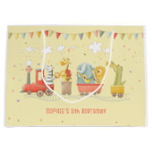 Muziek trein met wilde dieren kinderen verjaardag groot cadeauzakje (Voorkant)