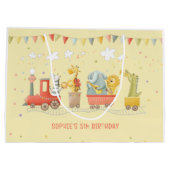 Muziek trein met wilde dieren kinderen verjaardag groot cadeauzakje (Achterkant)