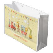 Muziek trein met wilde dieren kinderen verjaardag groot cadeauzakje (Voorkant Gekanteld)