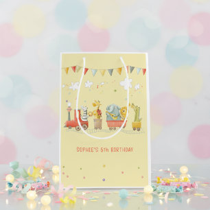 Muziek trein met wilde dieren kinderen verjaardag medium cadeauzakje