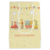 Muziek trein met wilde dieren kinderen verjaardag medium cadeauzakje (Achterkant)