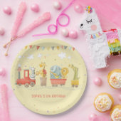 Muziek trein met wilde dieren kinderen verjaardag papieren bordje (Feest)