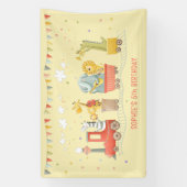 Muziek trein met wilde dieren kinderen verjaardag spandoek (Verticaal)