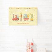 Muziek trein met wilde dieren kinderen verjaardag spandoek (Insitu)