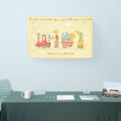 Muziek trein met wilde dieren kinderen verjaardag spandoek (Beurs)