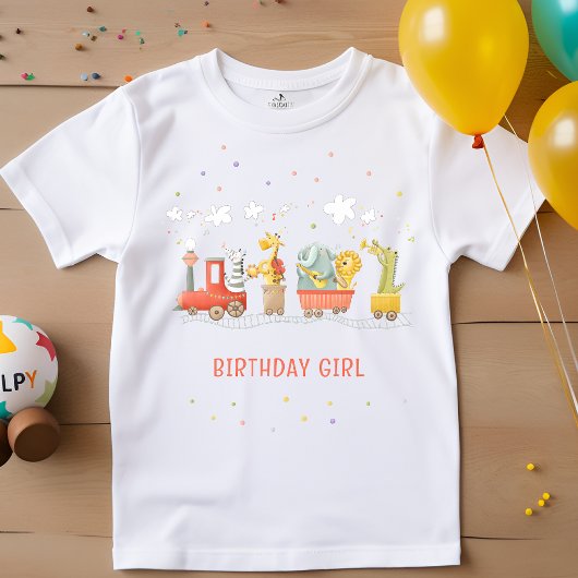 Muziek trein met wilde dieren kinderen verjaardag t-shirt