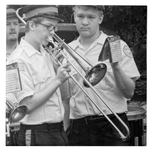 Muziek - Trombone - Een helpende hand Tegeltje (Voorkant)