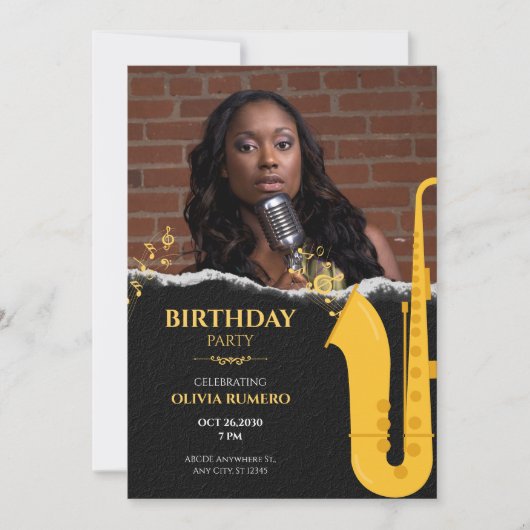 Muziek Trompet jazz foto verjaardag Kaart (Voorkant)