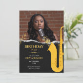 Muziek Trompet jazz foto verjaardag Kaart (Staand voorkant)