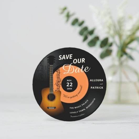 Muziek Trouwen Save the Date Vinyl QR Code (Staand voorkant)