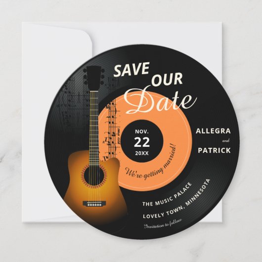 Muziek Trouwen Save the Date Vinyl QR Code (Voorkant)