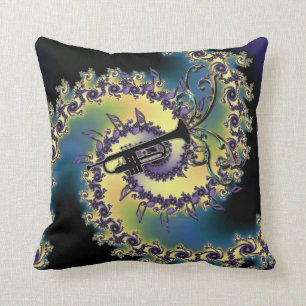 Muziek Trumpet en notities Fractal Swirl Pillow Kussen