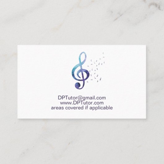 Muziek Tutor Piano Leraar Tuig Visitekaartje (Achterkant)