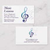 Muziek Tutor Piano Leraar Tuig Visitekaartje (Voorkant / Achterkant)