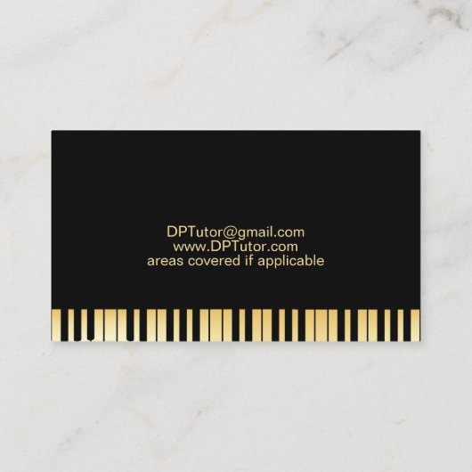 Muziek Tutor Piano Leraar Tuig Visitekaartje (Achterkant)