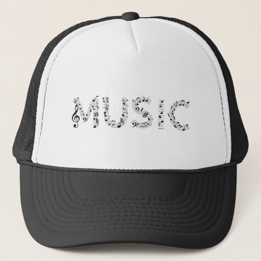 Muziek Typografie Hoed Trucker Pet (Voorkant)