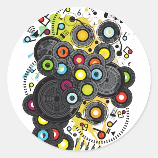 Muziek uit de 20e eeuw ronde sticker (Voorkant)