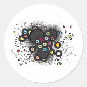Muziek uit de 20e eeuw ronde sticker
