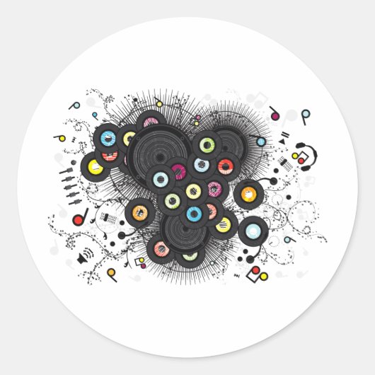 Muziek uit de 20e eeuw ronde sticker (Voorkant)