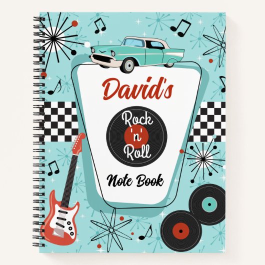 Muziek uit de jaren 50 Retro Rock 'n' Roll Notitieboek (Voorkant)