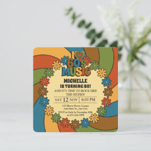 Muziek uit de Jaren 60 Retro Groovy Feest Sixties  Kaart