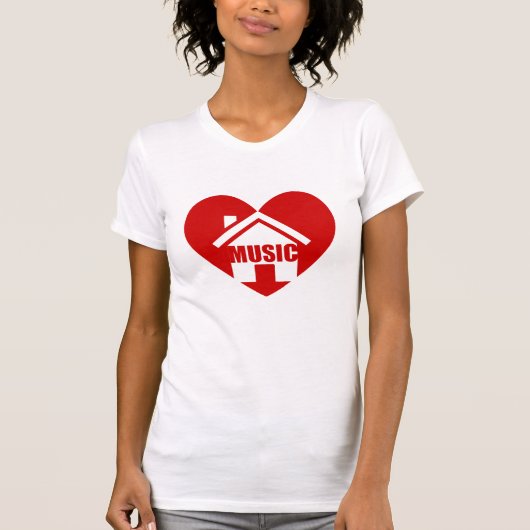 muziek uit het liefdeshuis in shirt met rood hart (Voorkant)