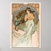Muziek, uit Les Arts (1898) van Alphonse Mucha Poster (Voorkant)