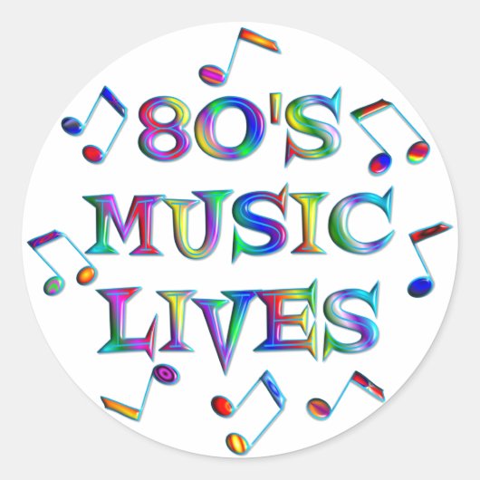 Muziek van 80 s ronde sticker (Voorkant)