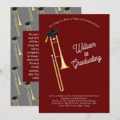 Muziek van de Trombone Musician Graduation Party Kaart (Voorkant / Achterkant)